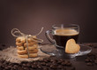Cup of coffee with cookie