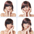 Photo: Many portraits of young and healthy brunette isolated on white Many portraits of young and healthy brunette isolated on white