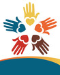 Colorful loving hands design.