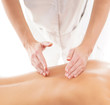 Young attractive woman getting spa treatment over white backgrou