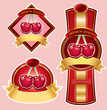 Vektor: set of fresh cherry labels set of fresh cherry labels