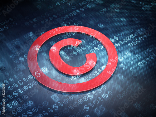 Illustration: Law concept: Blue Copyright on digital background Law concept: Blue Copyright on digital background