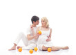 Young attractive couple: pregnant mother and a happy father