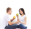 Young attractive couple: pregnant mother and happy father