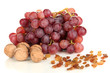 Grape with nuts isolated on white