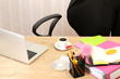 Office desktop in background room