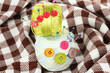 Buttons of different colors, and the two tangle thread