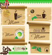 Vintage retro coffee badges and labels and old paper