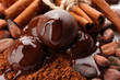 Composition of chocolate sweets, cocoa and spices