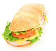Fresh and tasty sandwich with ham and vegetables isolated
