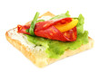 Salami rolls with paprika pieces inside,