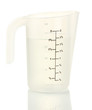 Measuring cup with water isolated on white