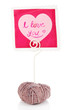 Beautiful holder in form of heart with valentine isolated