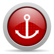 anchor red circle web glossy icon