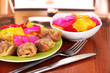 Stuffed cabbage rolls on table at home