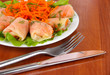 Stuffed cabbage rolls on table close-up