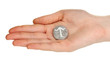 Fortune telling  with symbols on stone in hand isolated on