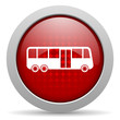 bus red circle web glossy icon