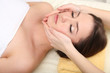 Beautiful young woman in cosmetic salon close up