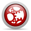 gears red circle web glossy icon