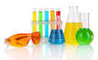 Test-tubes with colorful liquids isolated on white