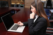 Call center operator at work.