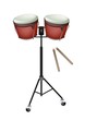Beautiful Bongo Drum with Sticks on White Background