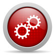 gears red circle web glossy icon