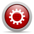 gears red circle web glossy icon