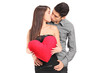 Young couple in love kissing