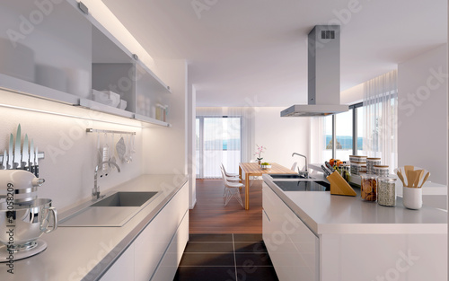 Illustration: schlichte Küche in penthouse - luxury kitchen schlichte Küche in penthouse - luxury kitchen