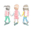 登校する小学生３人