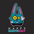 Greeting card with cute cartoon rabbit.