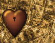 Locked heart and US currency background