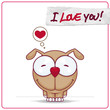 Greeting card with cute cartoon doggy.
