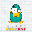 Greeting card with cute cartoon duck.