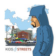 Vecteur : Graffiti character on a city-background. Graffiti character on a city-background.