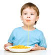Foto: Little boy is eating spaghetti Little boy is eating spaghetti