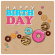 Donut greeting card. Vector.