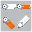 Vector set of tags and stickers with cartoon bird.