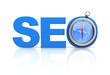 Illustration: seo word and compass seo word and compass