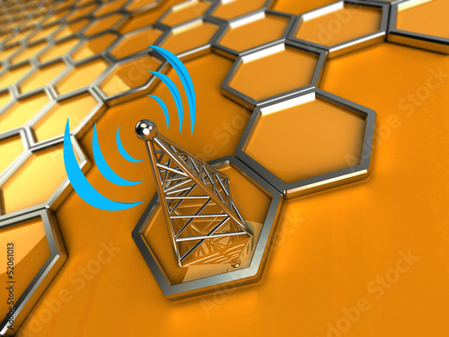 Illustration: wireless tower against a 3d background wireless tower against a 3d background
