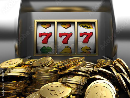 Illustration: Lucky seven and golden coins Lucky seven and golden coins