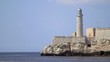 Lighthouse and Morro castle in La Habana, Cuba, with sea