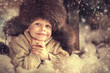 Photo: creative photo card is a smiling boy in a fur hat creative photo card is a smiling boy in a fur hat