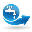 eau potable sur bouton web bleu