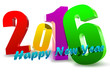 Year 2016 on the three-dimensional surface