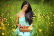 Woman on flower field
