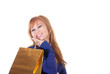 Photo: lovely woman with shopping bags over white lovely woman with shopping bags over white