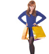 Photo: angry woman with shopping bags over white angry woman with shopping bags over white